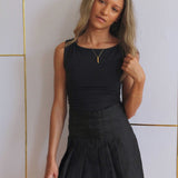 Black Tia Mini Pleated Skirt