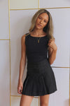 Black Tia Mini Pleated Skirt