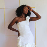 White Alia Mini Ruffle Dress