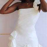 White Alia Mini Ruffle Dress