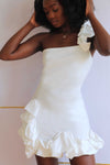 White Alia Mini Ruffle Dress