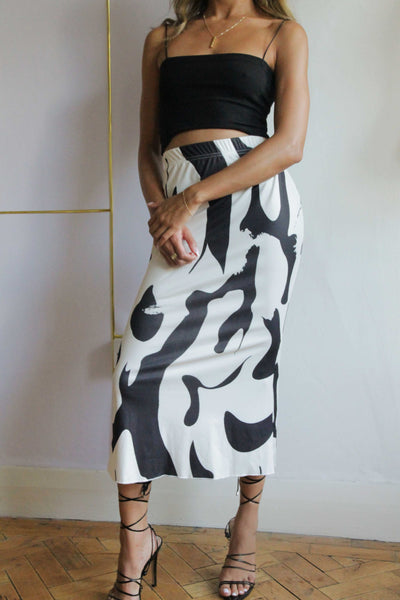 Black + White Leah Printed Skirt